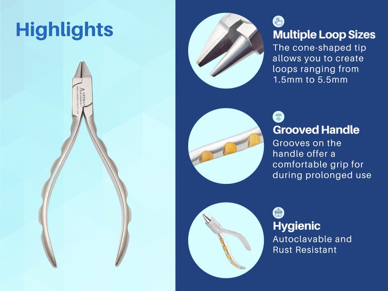 ARTMAN INSTRUMENTS Bird Beak Pliers Small Tip Loop Forming Pliers, Stainless Steel Orthodontic Bending & Shaping Tool, Precision Loop & Wire Forming Pliers, Golden Dot Series - Image 3